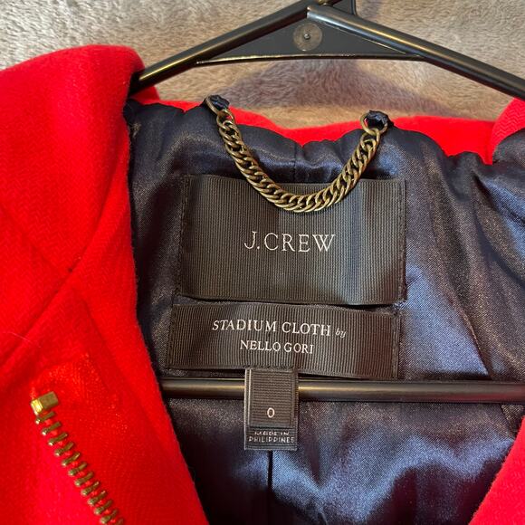 J. Crew Chateau Sz 0 Parka Italian Wool Stadium Cloth Coat Bright Red Women's‎ - Picture 4 of 8